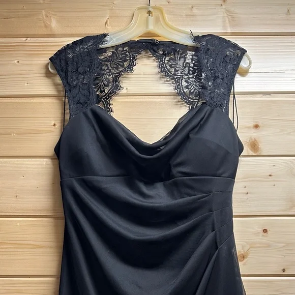 knee length dresses for ladies Portia & Scarlett PS25639E Scoop Lace Details Sleeveless Prom Dress Black / 12